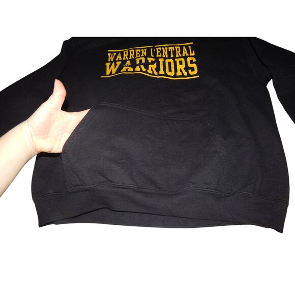 GILDAN Heavy Blend boys large WARREN CENTRAL HS WARRIORS black hoodie sweatshirt - Picture 4 of 7